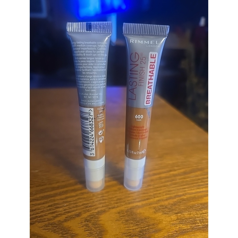 LOT OF (2)  Rimmel London Lasting Finish 25Hr Breathable‎ Concealer #600 DARK